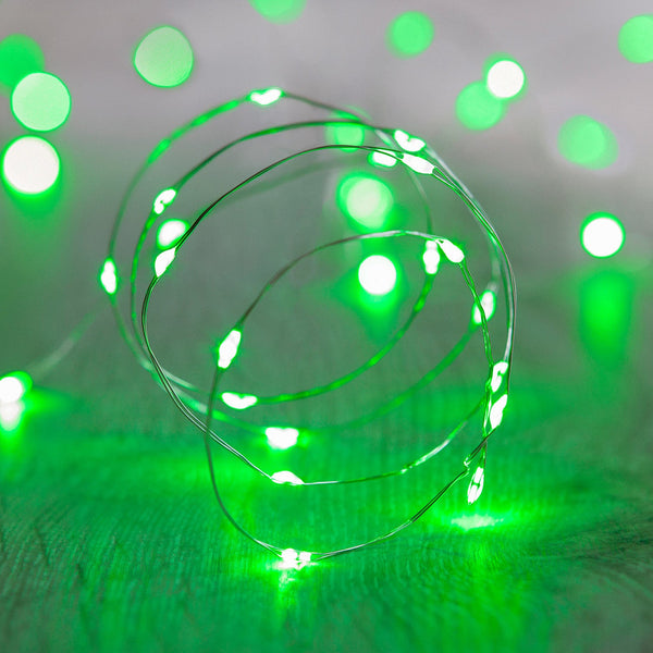 lights4fun 20 Green LED Micro Battery Fairy Lights