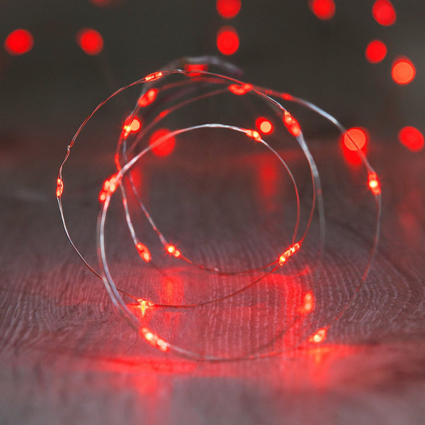 lights4fun 20 Red LED Micro Battery Fairy Lights