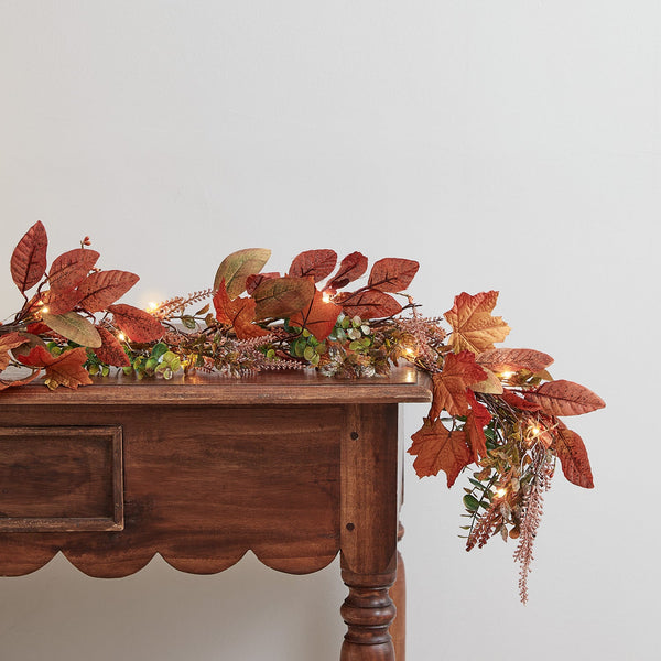 Lights4fun 2m Pre Lit Maple Leaf Autumn Garland