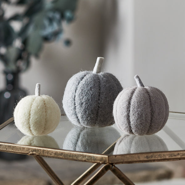 Lights4fun 3 Pumpkin Felt Autumn Decorations