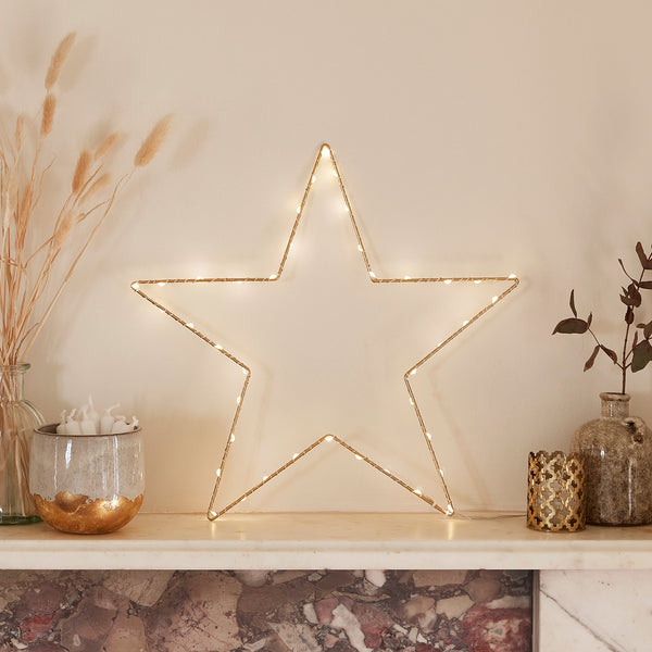 Lights4fun 34cm Gold Osby Star Window Light