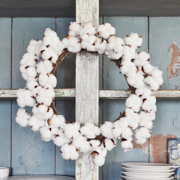 Lights4fun 45cm Cotton Flower Wreath