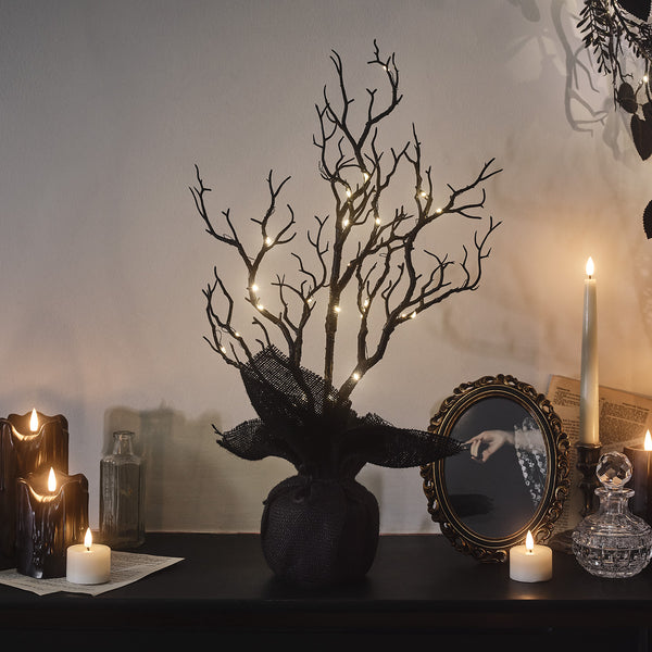 Lights4fun 50cm Halloween Pre-Lit Twig Tree