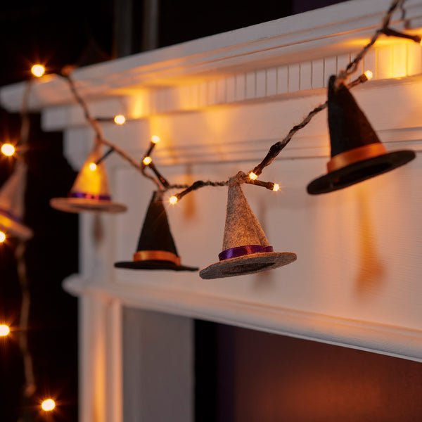 Lights4fun 8 Felt Witches Hat Halloween Lights