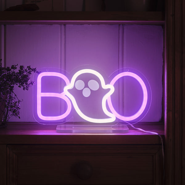 lights4fun Boo Halloween Neon Light Decoration