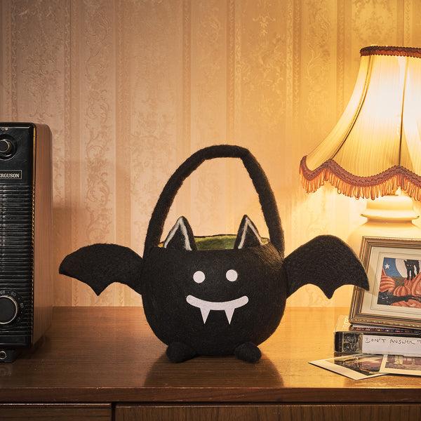 lights4fun Felt Bat Halloween Basket
