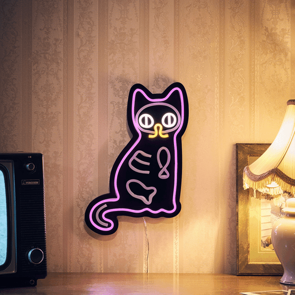 Lights4fun Halloween Cat Neon Wall Light