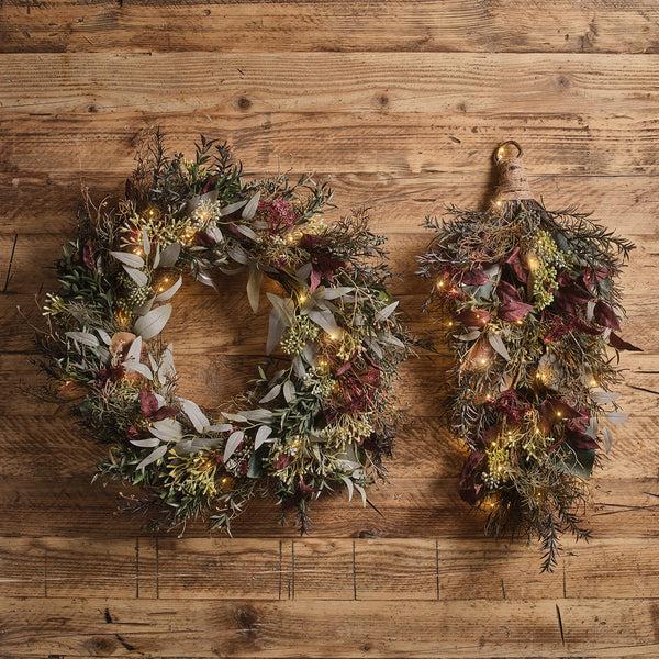 Lights4fun Pre Lit Autumn Winter Wreath & Bough