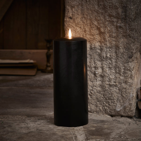 lights4fun TruGlow® Black LED Chapel Candle 25cm