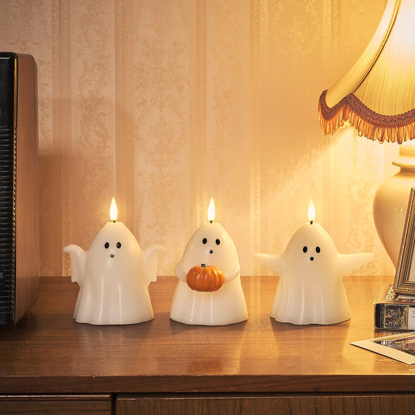 lights4fun TruGlow® Ghost LED Candle Trio