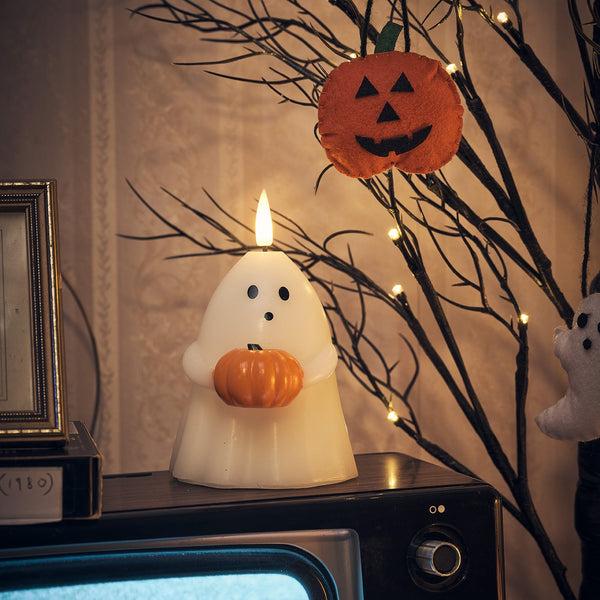 Lights4fun TruGlow® Ghost With Pumpkin LED Candle