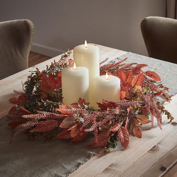 lights4fun Maple Autumn Wreath & TruGlow® Candle Bundle