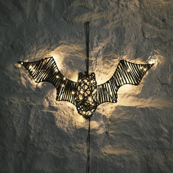Lights4fun Rattan Black Bat Light Up Halloween Figure
