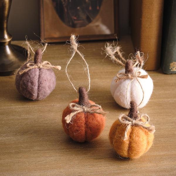 Lights4fun Set Of 4 Felt Pumpkin Hanging Decorations