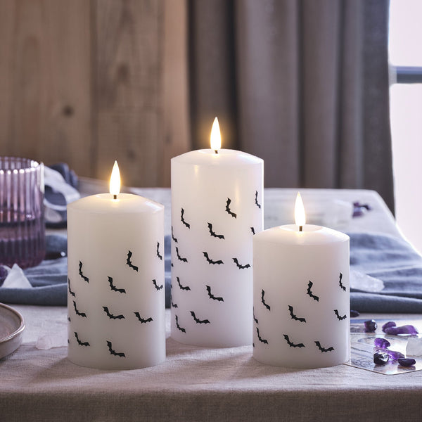 Lights4fun TruGlow® Bat Design LED Pillar Candle Trio