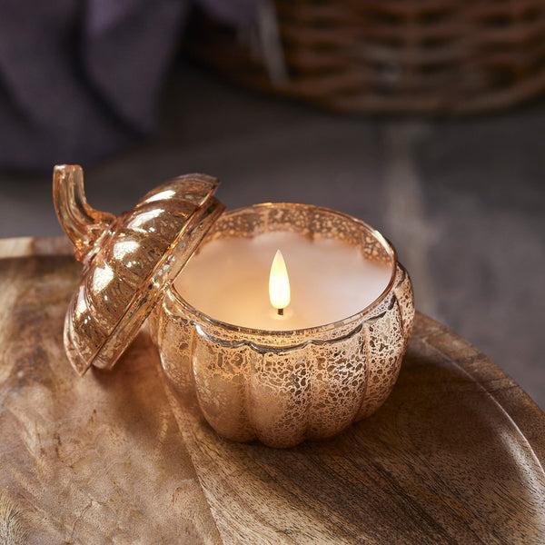 Lights4fun TruGlow® Mottled Glass Candle Pumpkin Decoration