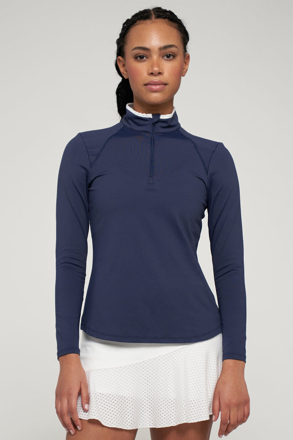 lija Angle Top - Dark Navy/White