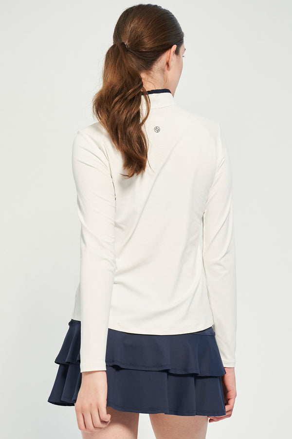Lija Angle Top - White/Dark Navy