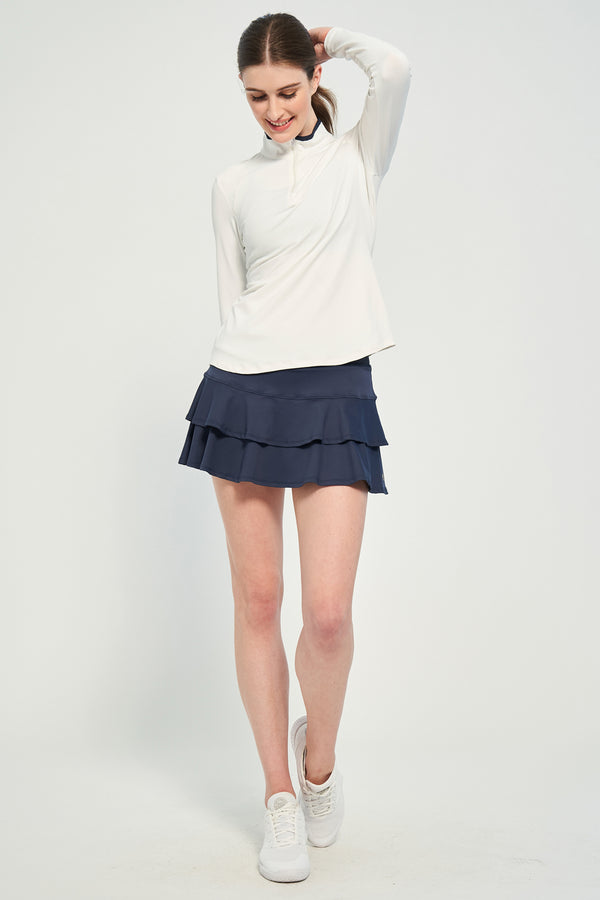 Lija Angle Top - White/Dark Navy