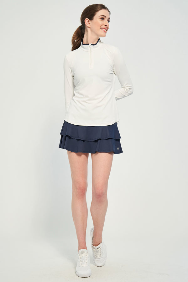 Lija Angle Top - White/Dark Navy