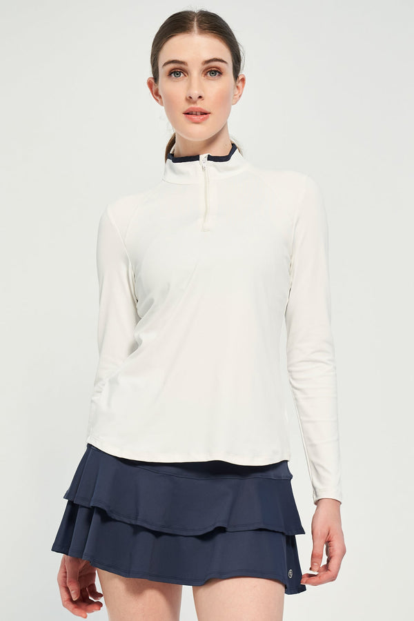 lija Angle Top - White/Dark Navy