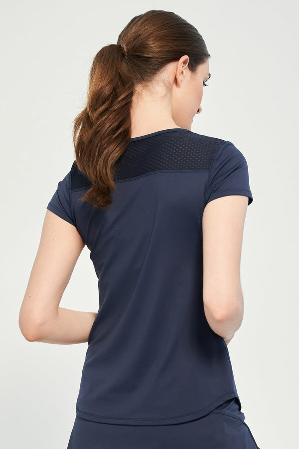 Lija Deep V Tee - Dark Navy