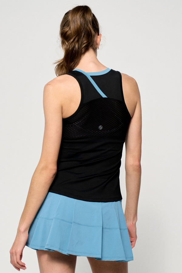 Lija Peek Tank - Black/Dusty Blue