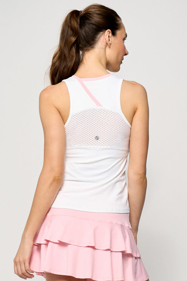Lija Peek Tank - White/Carnation