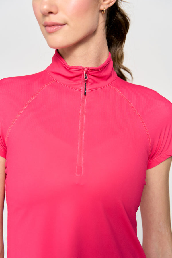 Lija Sly Zip Mock - UPF 50+ Raspberry