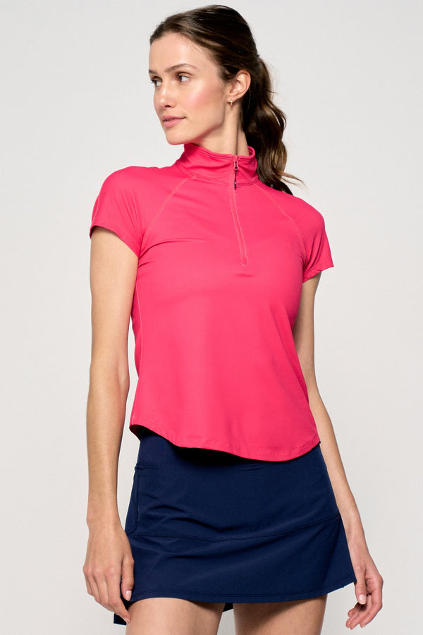 lija Sly Zip Mock - UPF 50+ Raspberry