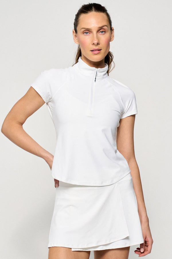 lija Sly Zip Mock - UPF 50+ White