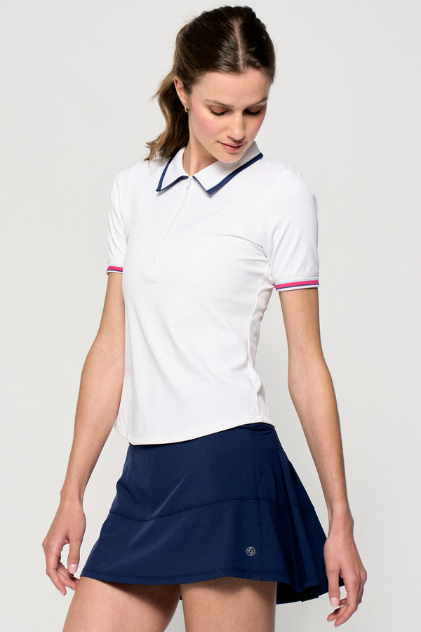 lija Tee Polo - White/Marine