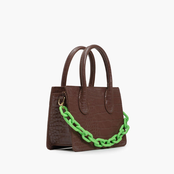 Like Dreams Kenzie Chain Vegan Croc Crossbody Bag