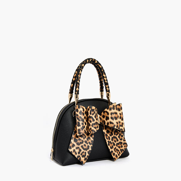 Like Dreams Leopard Top Handle Bow Crossbody Bag