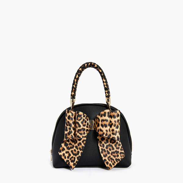 like dreams Leopard Top Handle Bow Crossbody Bag