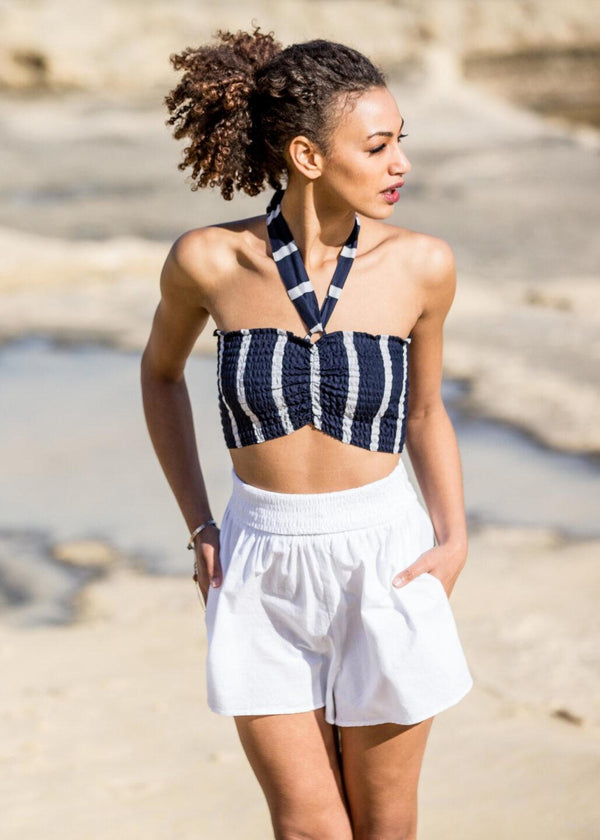 Likemary 2 In 1 Cotton Bandeau Playsuit And Shorts White