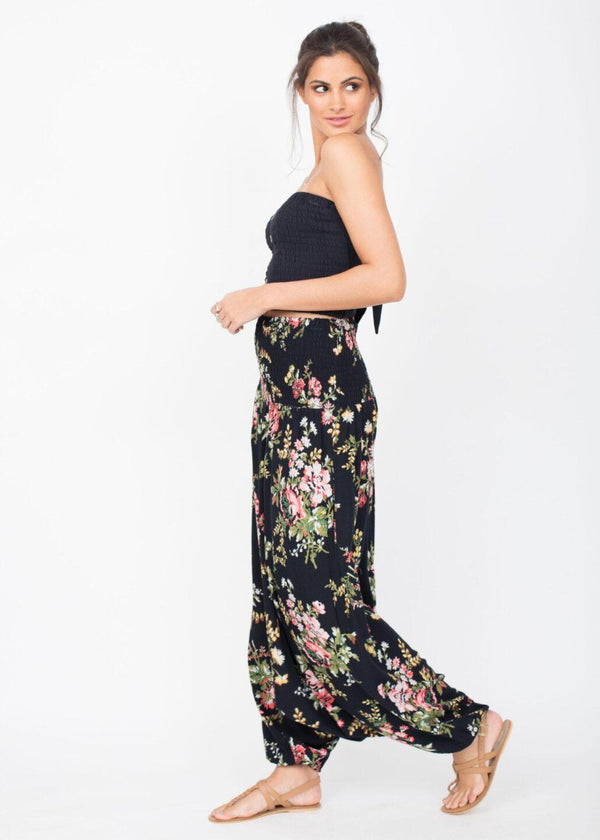 Likemary 2 In 1 Harem Trousers And Bandeau Jumpsuit Floral Bouquet