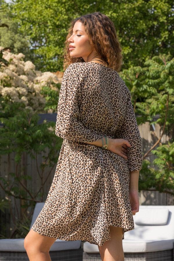 Likemary Beach Cover Up Kaftan With Pockets In Leopard Print
