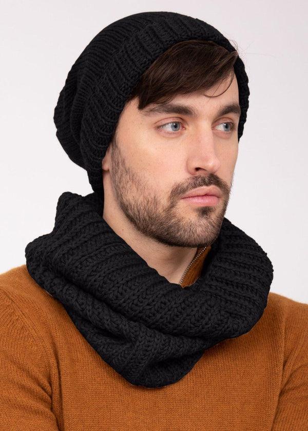 Likemary Black Merino Wool Slouchy Beanie Men - Ethically Handmade