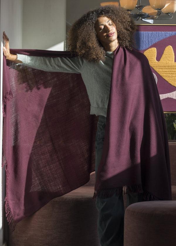 Likemary Burgundy Wool Shawl For Women – Merino Blanket Scarf Wrap
