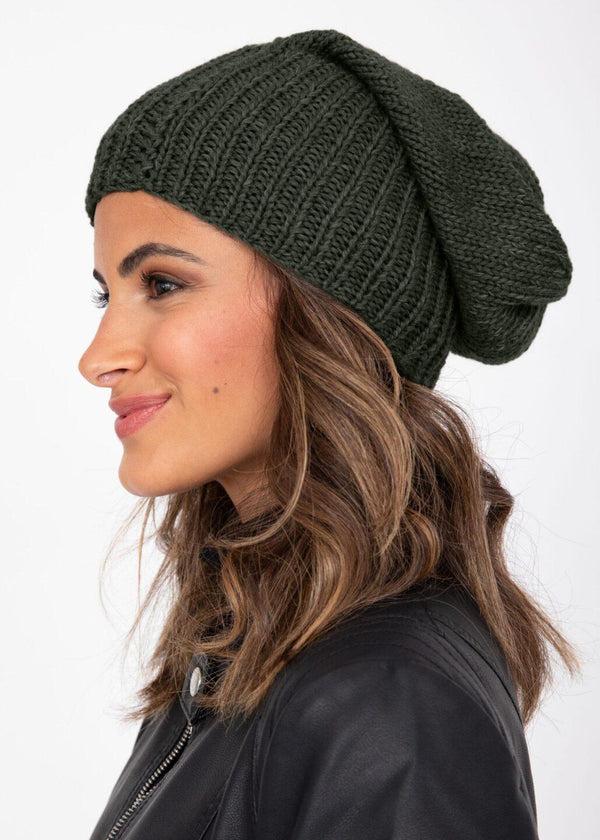 likemary Camo Green Merino Slouchy Beanie - Ethically Handmade