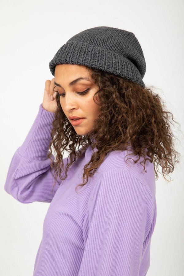 Likemary Charcoal Grey Merino Slouchy Beanie - Ethically Handmade