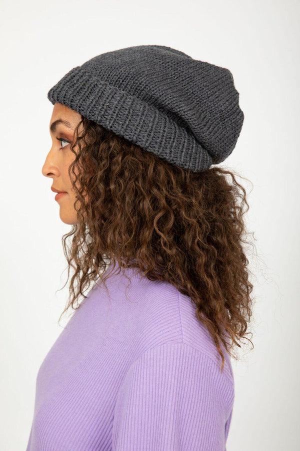 Likemary Charcoal Grey Merino Slouchy Beanie - Ethically Handmade