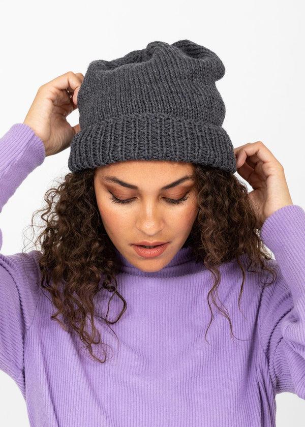 likemary Charcoal Grey Merino Slouchy Beanie - Ethically Handmade
