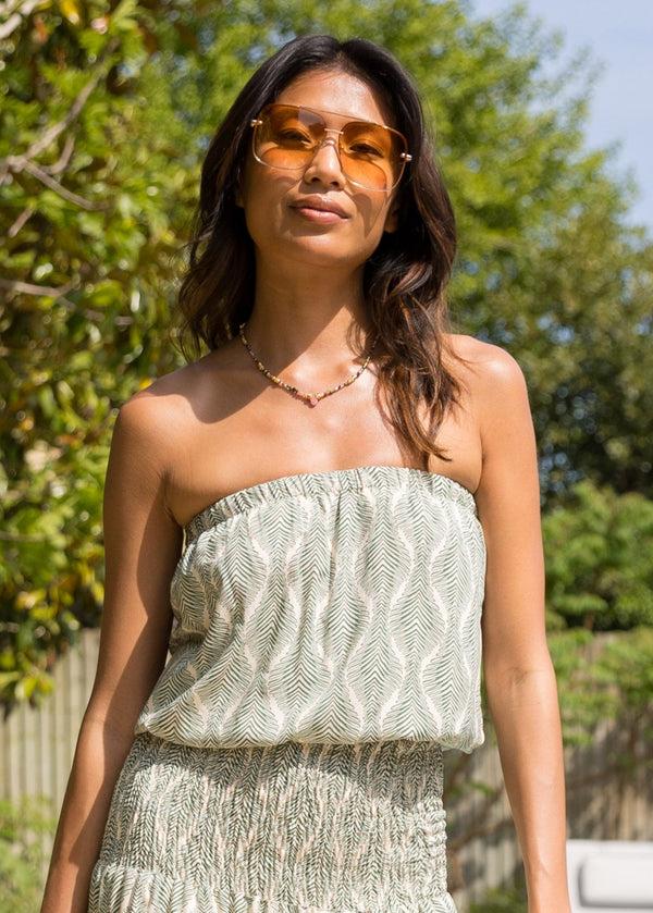 Likemary Co-ord Matching Set - Convertible Harem Pants & Top Leaves Print