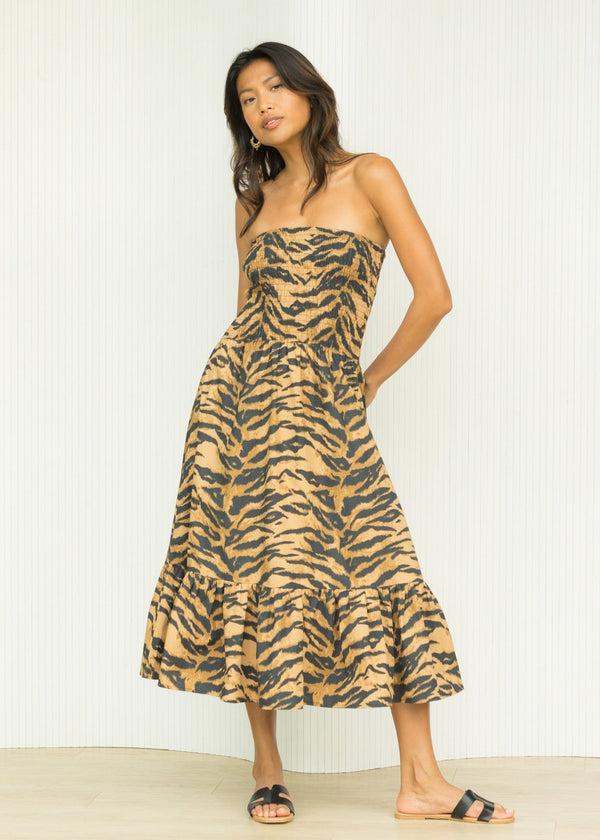 Likemary Co-ord Matching Set - Cotton Convertible Skirt & Top Set Tiger Print