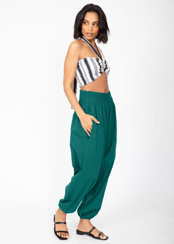 Likemary Convertible Cotton 2-in-1 Jumpsuit & Harem Pants – Capri Length Emerald Green