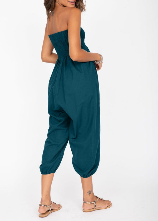 Likemary Convertible Cotton 2-in-1 Jumpsuit & Harem Pants – Capri Length Teal
