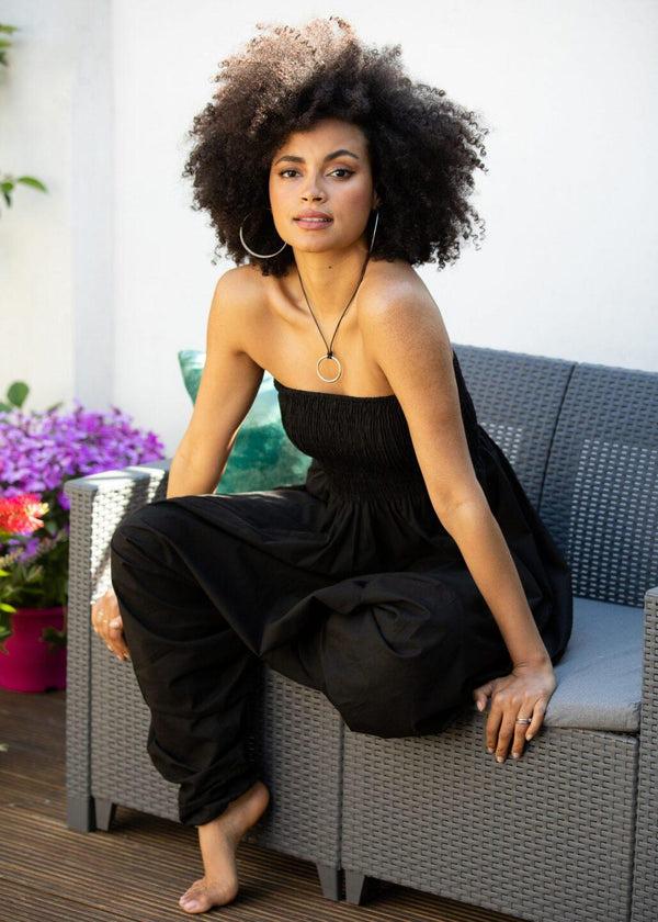 likemary Convertible Cotton 2-in-1 Jumpsuit & Harem Pants in Black