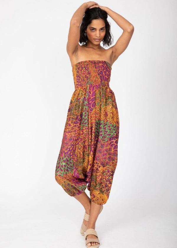 Likemary Convertible Harem Pants Into Cropped Jumpsuit – Fuchsia Pink